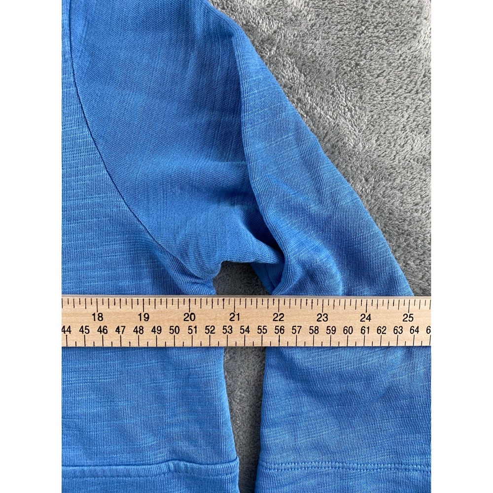 Pure Jill Blue Organic Cotton Slub Single Button Cardigan Top Womens M. Petite - Picture 5 of 10